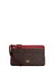 Double Zip Wallet In Signature Canvas Brown 1941 Red