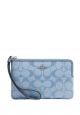 Corner Zip Wristlet In Signature Chambray CornFlower Multi