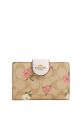 Medium Corner Zip Wallet In Signature Canvas With Floral Print Light Khaki Chalk Multi