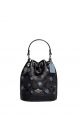 Dempsey Drawstring Bucket Bag 15 In Signature Canvas With Snowflake Print Black