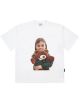 Baby Face Short Sleeve T-Shirt White Green Knit Girl