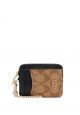 Zip Card Case in Blocked Signature Canvas Khaki Brown