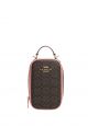 Eva Phone Crossbody In Colorblock Signature Canvas Brown Pink