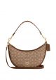 Aria Shoulder Bag In Signature Jacquard Khaki Saddle Multi