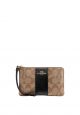 Corner Zip Wristlet In Signature Canvas Khaki Black