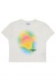 Rainbow Gradation Artwork Crop Top Short Sleeve T-Shirt White