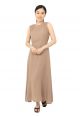 Simple Sleeveless Dress - Light Brown