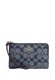 Corner Zip Wristlet In Signature Chambray Denim Multi