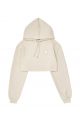 A Logo Emblem Patch Crop Hoodie Beige