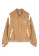 Chain Logo Varsity Jacket Beige