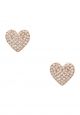 Yours Truly Pave Heart Studs Rose Gold