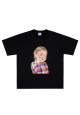 Baby Face Checked Shirt Donut Short Sleeve T-Shirt Black